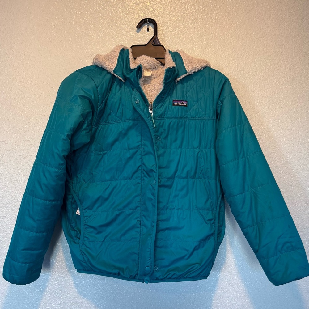 GUC Patagonia Kids xl 14 Teal Puffer Jacket